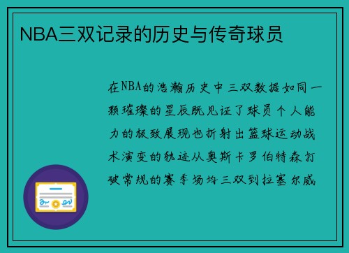 NBA三双记录的历史与传奇球员
